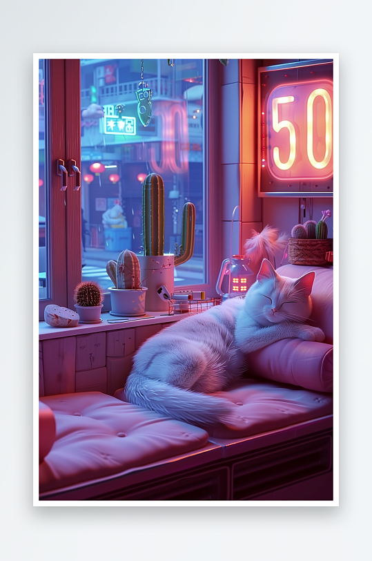 躺在沙发上睡觉的小猫-众图网