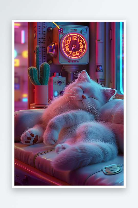 躺在沙发上睡觉的小猫-众图网