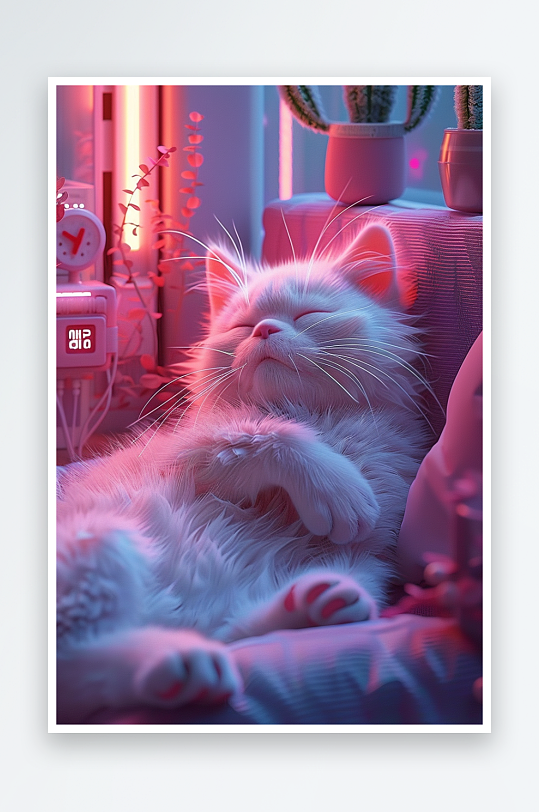 躺在沙发上睡觉的小猫-众图网