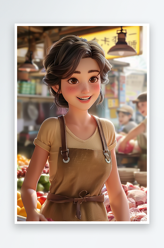 肉摊上卖肉的女老板-众图网