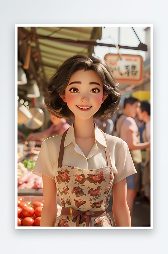 肉摊上卖肉的女老板-众图网