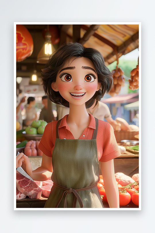 肉摊上卖肉的女老板-众图网