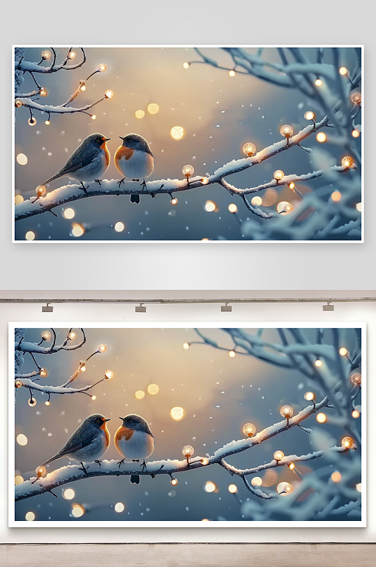 冬天树枝上的小鸟-众图网