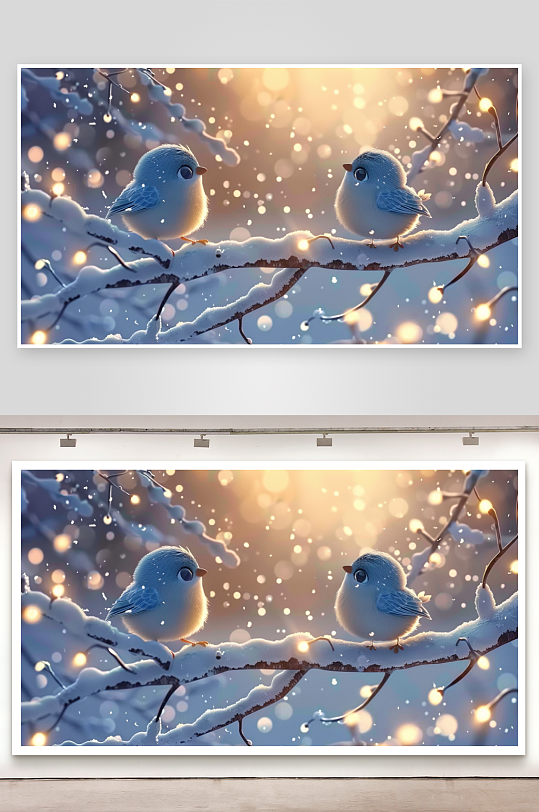 冬天树枝上的小鸟-众图网