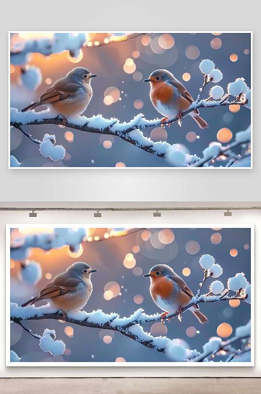 冬天树枝上的小鸟-众图网