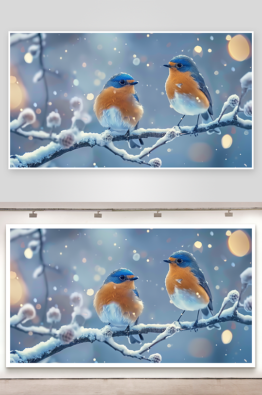 冬天树枝上的小鸟-众图网