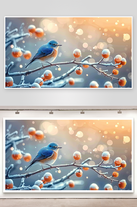 冬天树枝上的小鸟-众图网