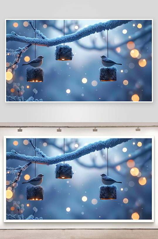 冬天树枝上的小鸟-众图网