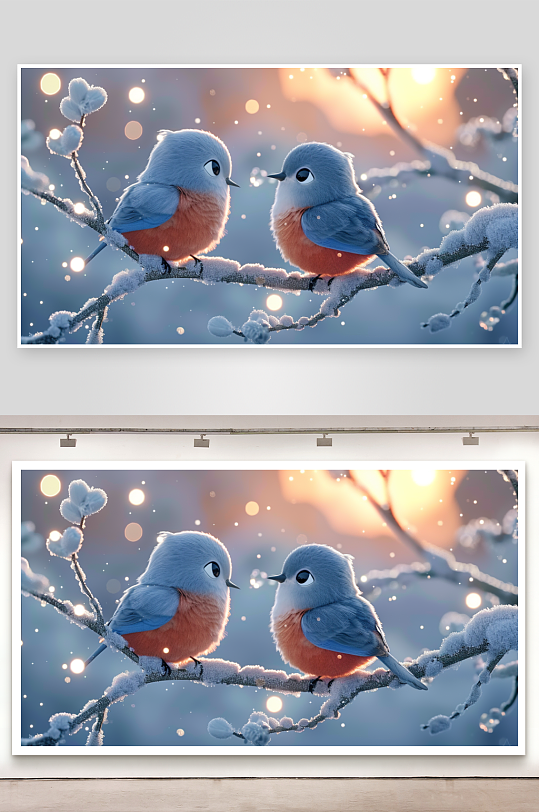 冬天树枝上的小鸟-众图网