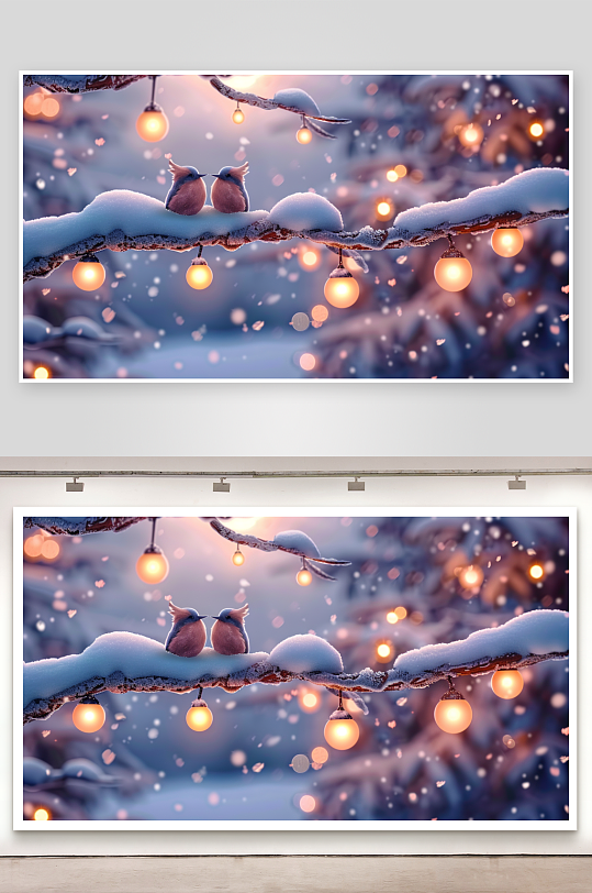 冬天树枝上的小鸟-众图网