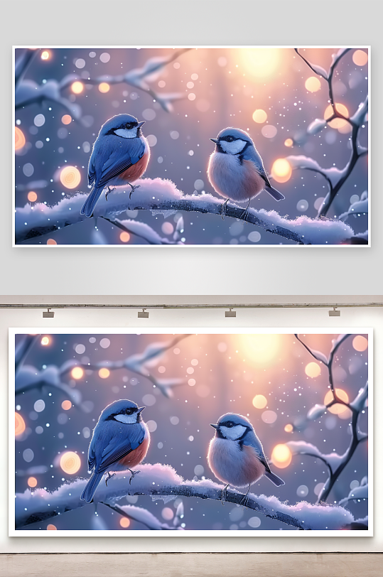 冬天树枝上的小鸟-众图网