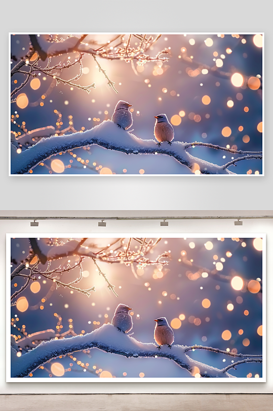 冬天树枝上的小鸟-众图网