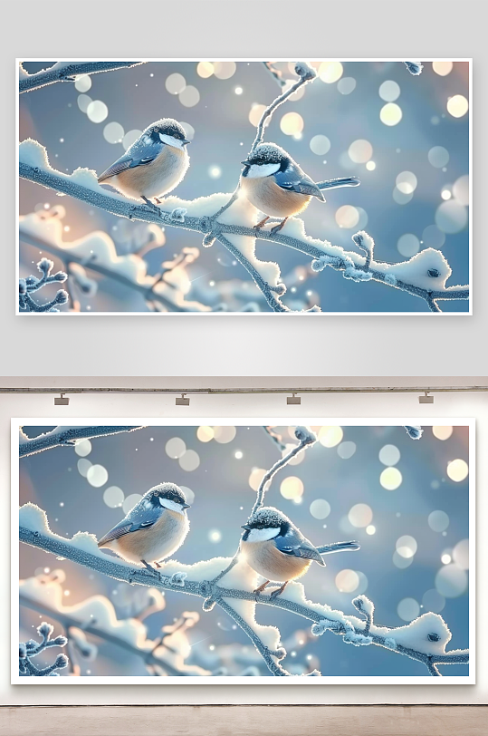 冬天树枝上的小鸟-众图网