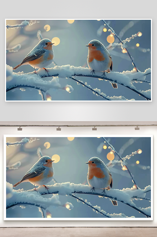 冬天树枝上的小鸟-众图网