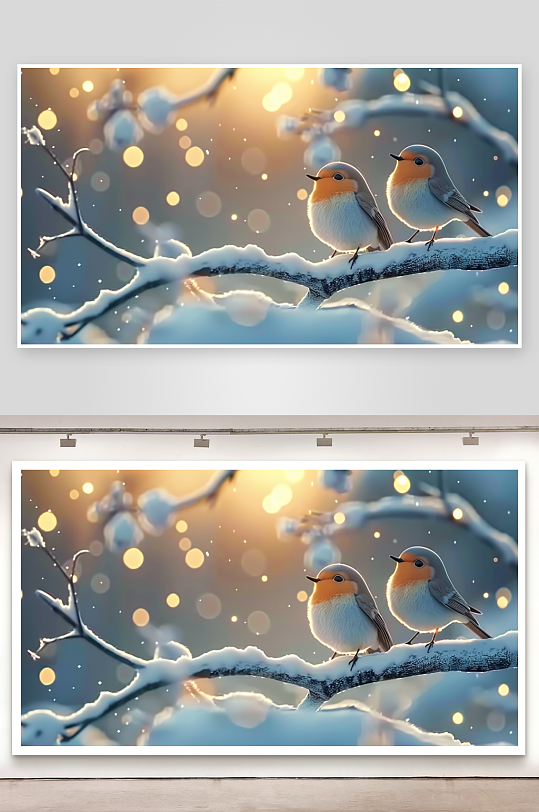 冬天树枝上的小鸟-众图网