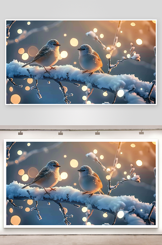 冬天树枝上的小鸟-众图网