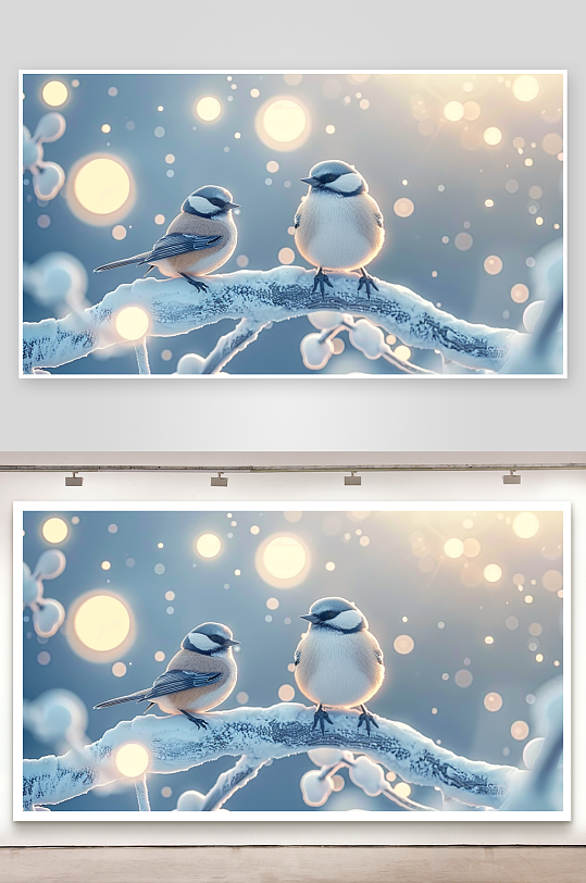 冬天树枝上的小鸟-众图网