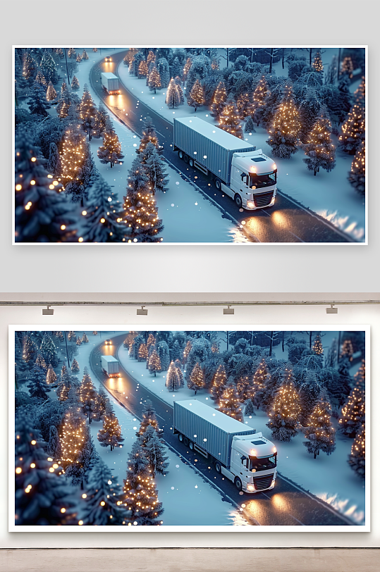 冬天公路上行驶的车辆-众图网