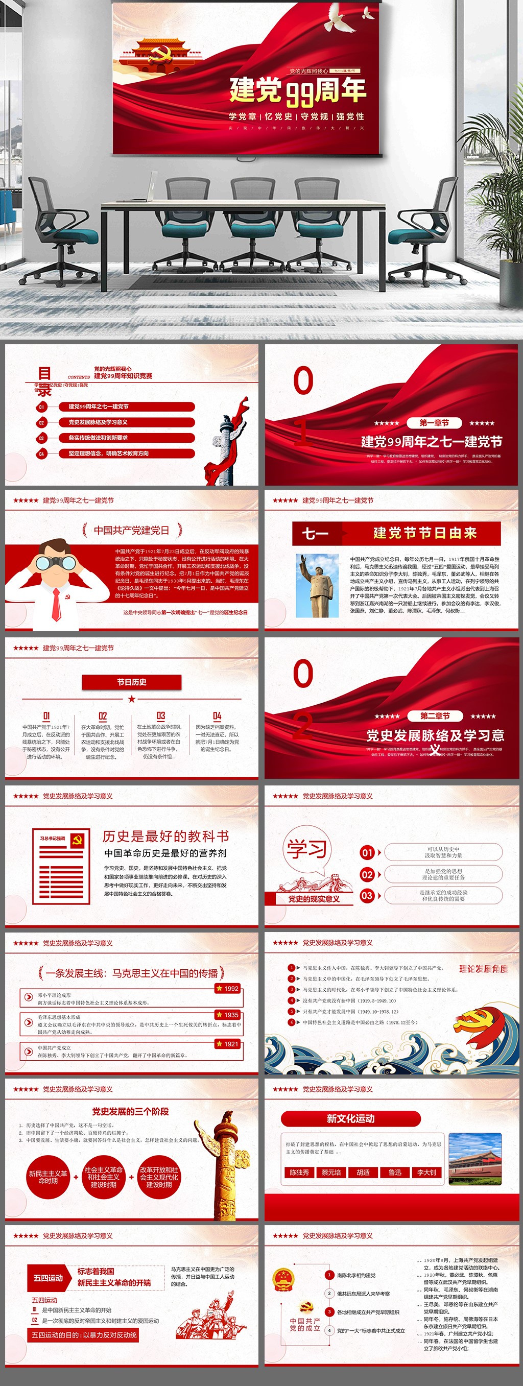 纪念七一建党节PPT模板素材
