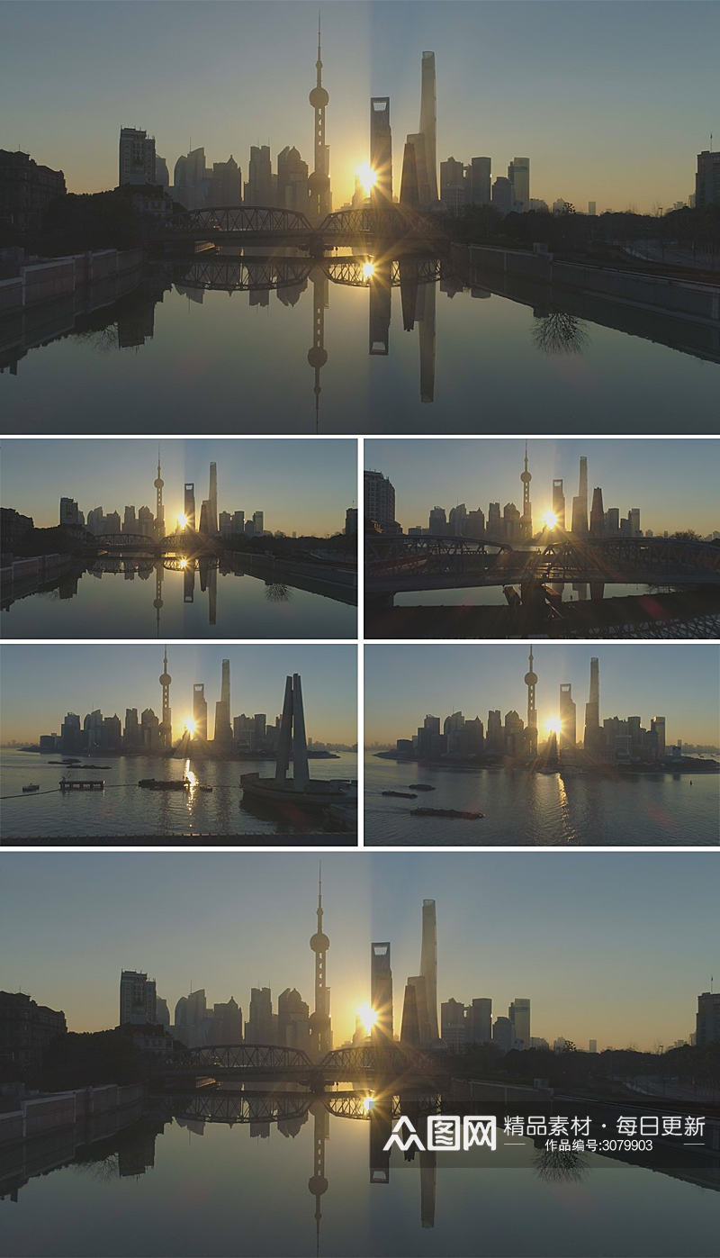 上海东方明珠太阳升起实拍视频素材