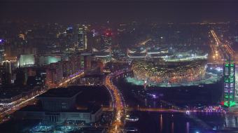 4K北京鸟巢延时航拍视频-众图网