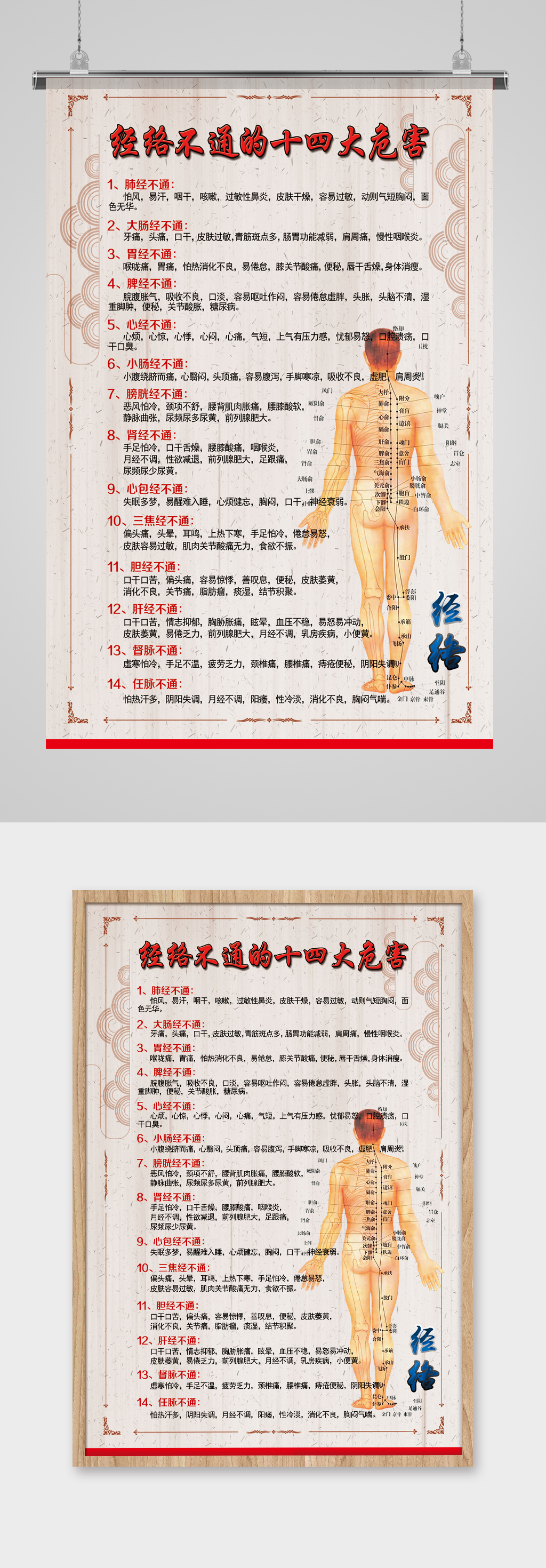 经络养生中医海报展板素材