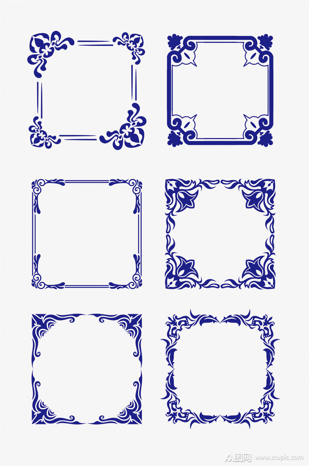矢量中式边框花纹装饰相框边框标题框素材