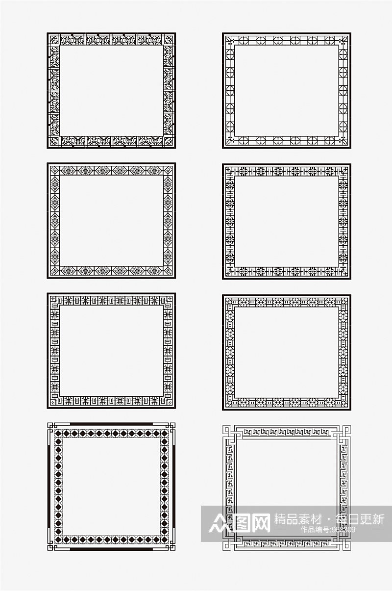 新中式古典复古边框图案素材