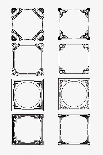 复古矢量中式边框花纹
