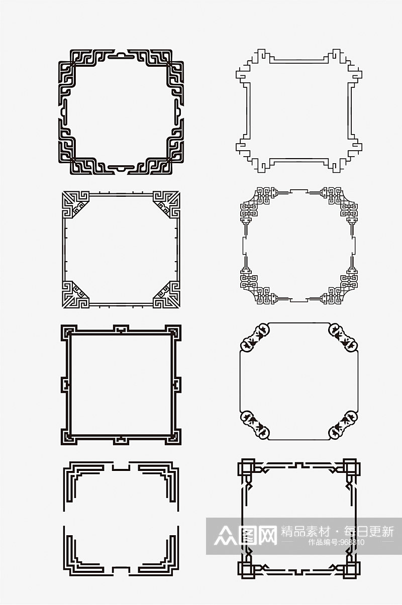 中式古典矢量复古边框素材