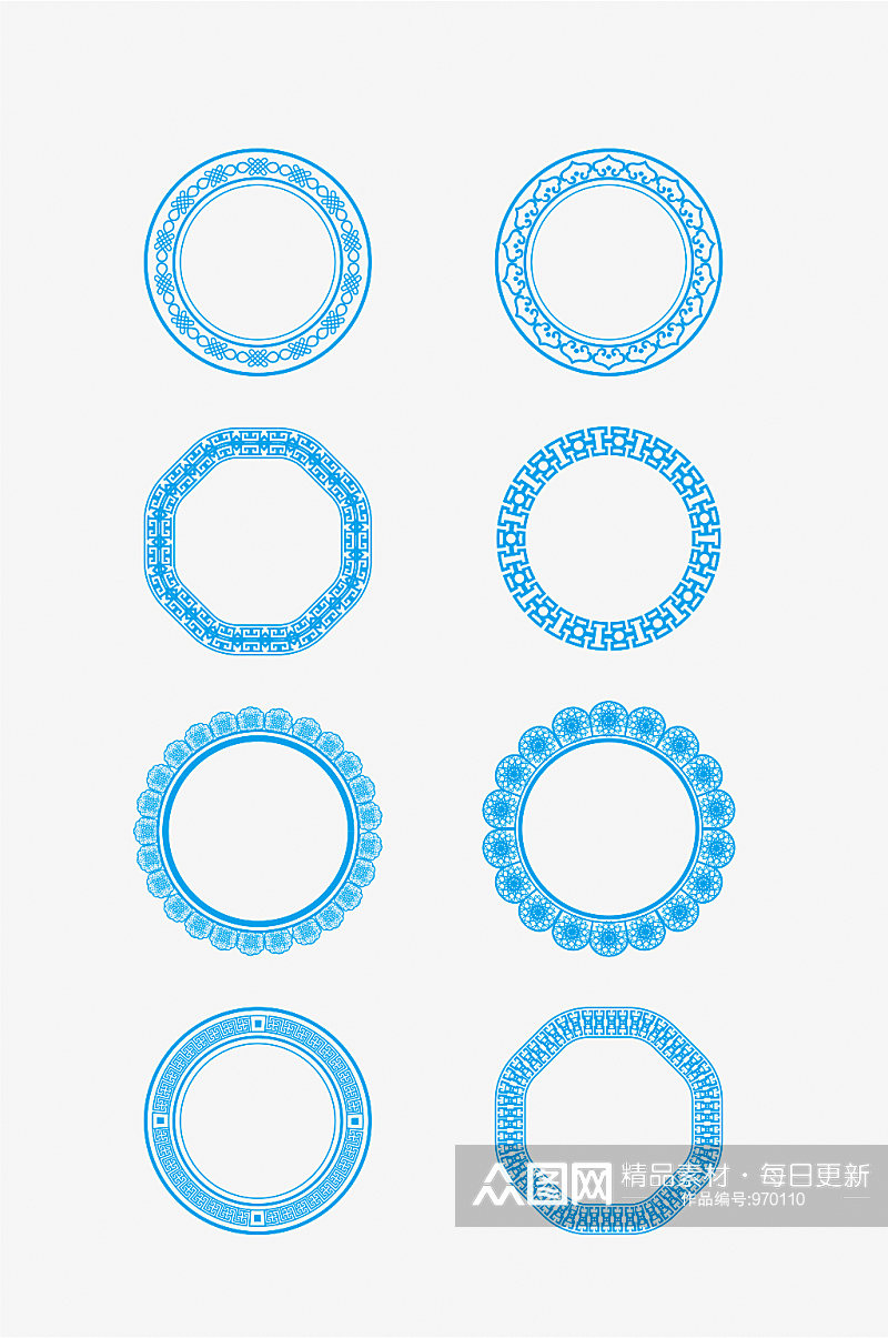 矢量中式圆形镂空图案素材