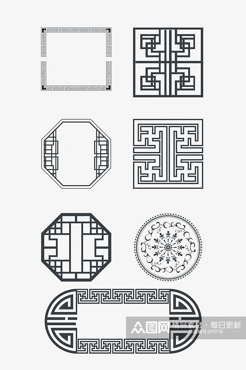 古典矢量窗格花纹素材