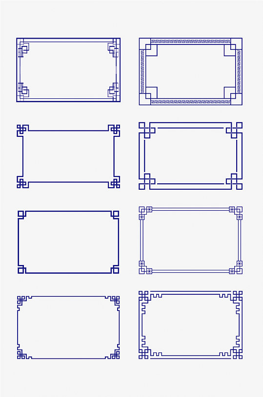 矢量线条花边中式画框