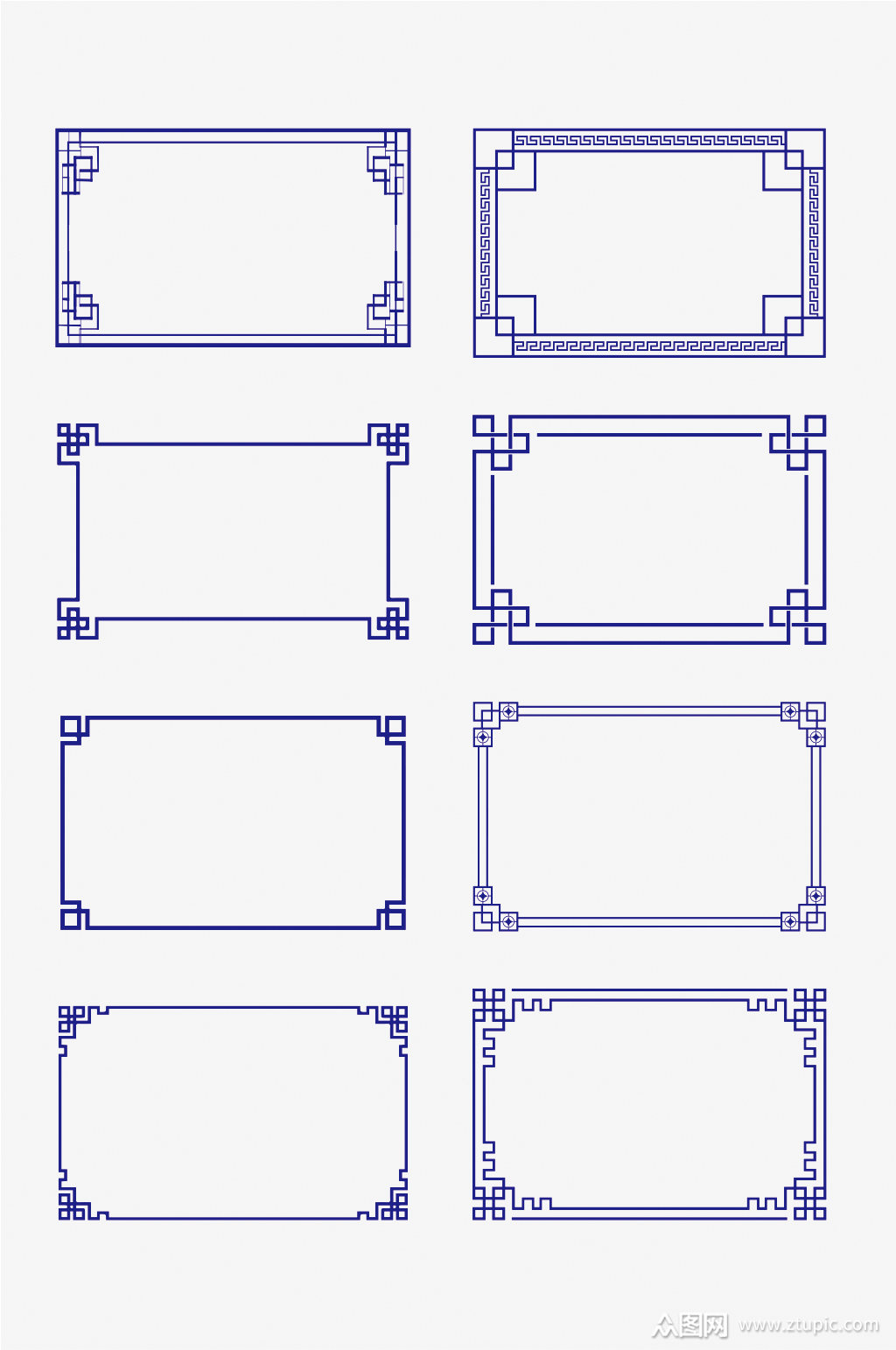 矢量线条花边中式画框