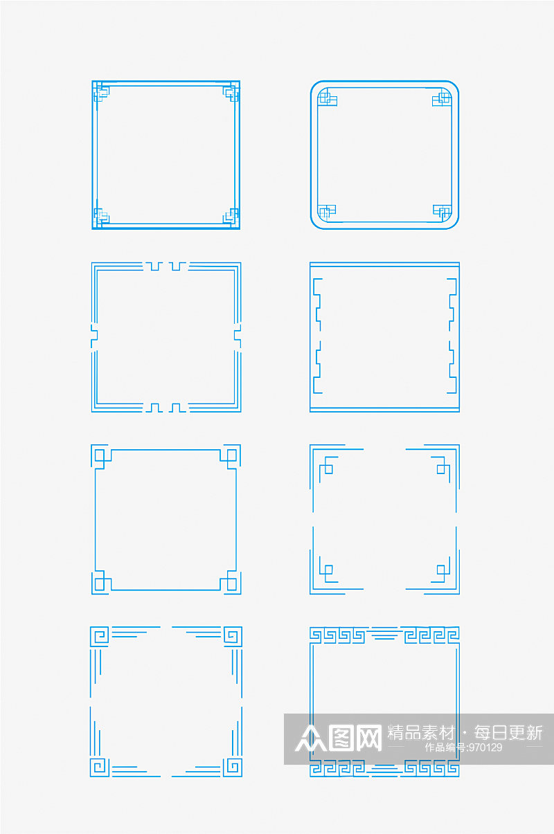 中式矢量边框花纹图案素材