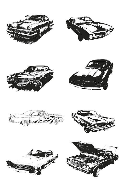 矢量线描抽象汽车图片