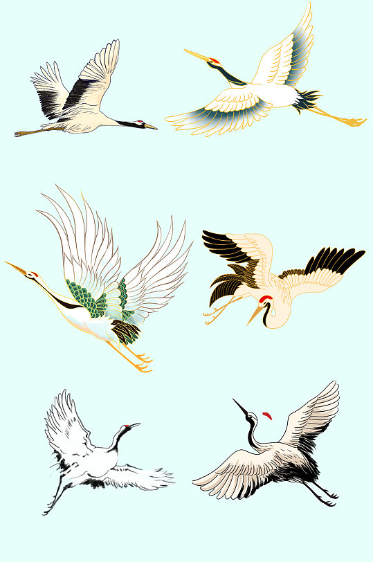 中国风线描水墨仙鹤