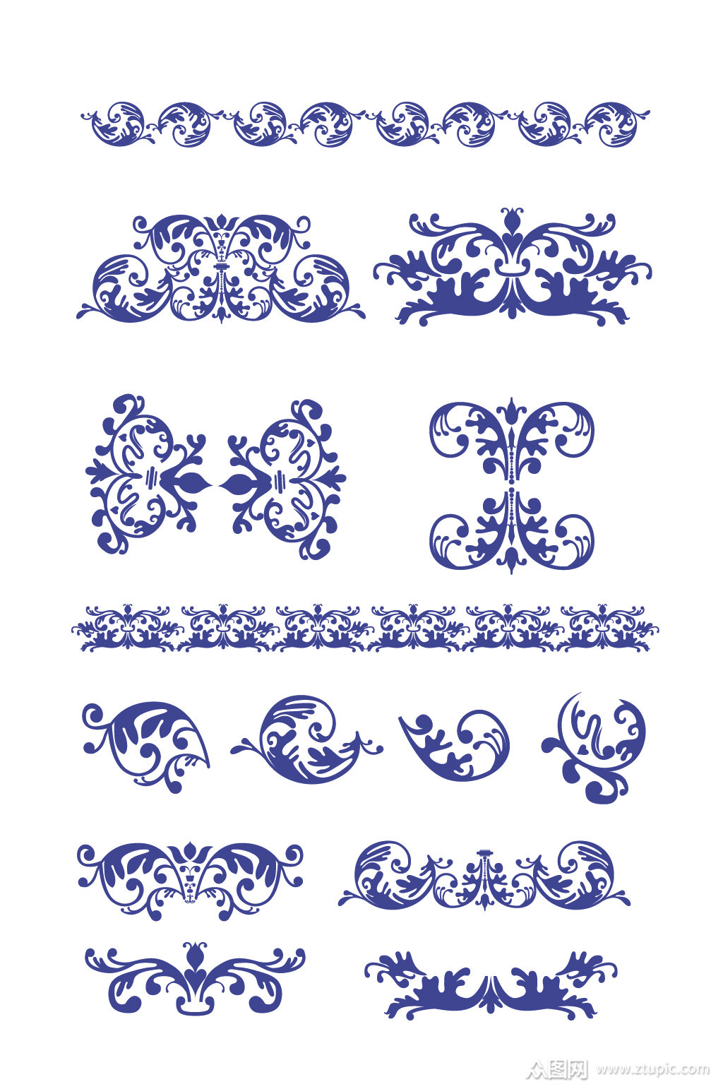 欧式矢量花纹花边