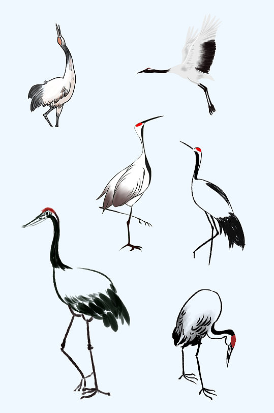 水墨黑白国潮中国风仙鹤