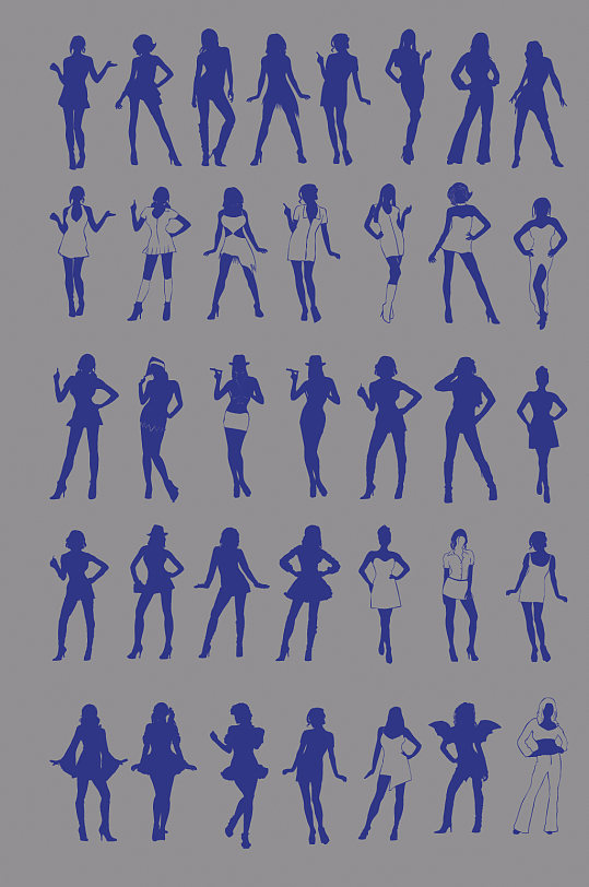 矢量女性人物剪影