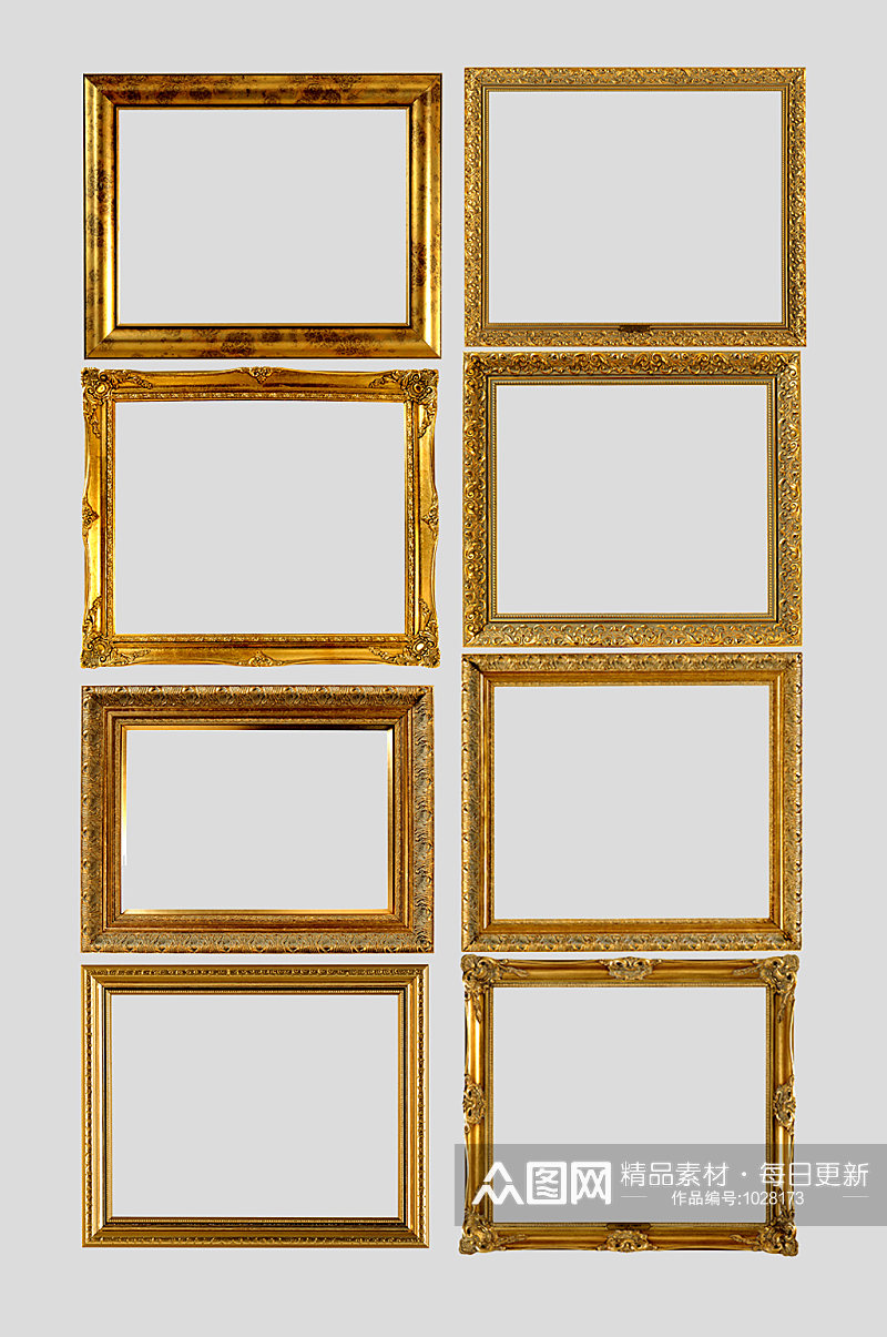 金黄色欧式画框相框素材