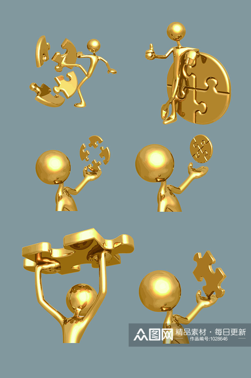 金色金属质感小金人元素素材