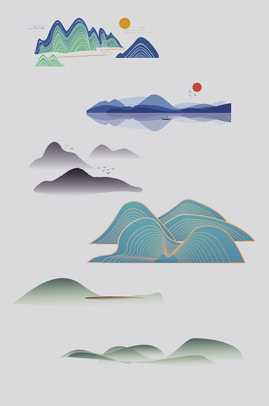 抽象矢量山水意境