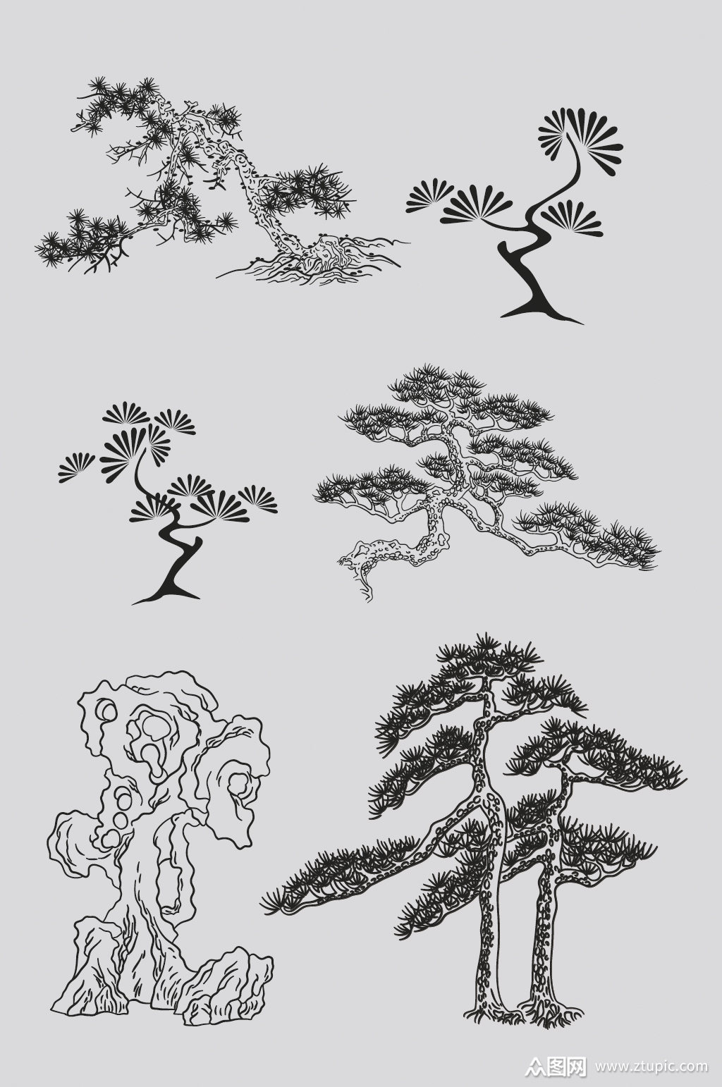 矢量树木松树剪影素材