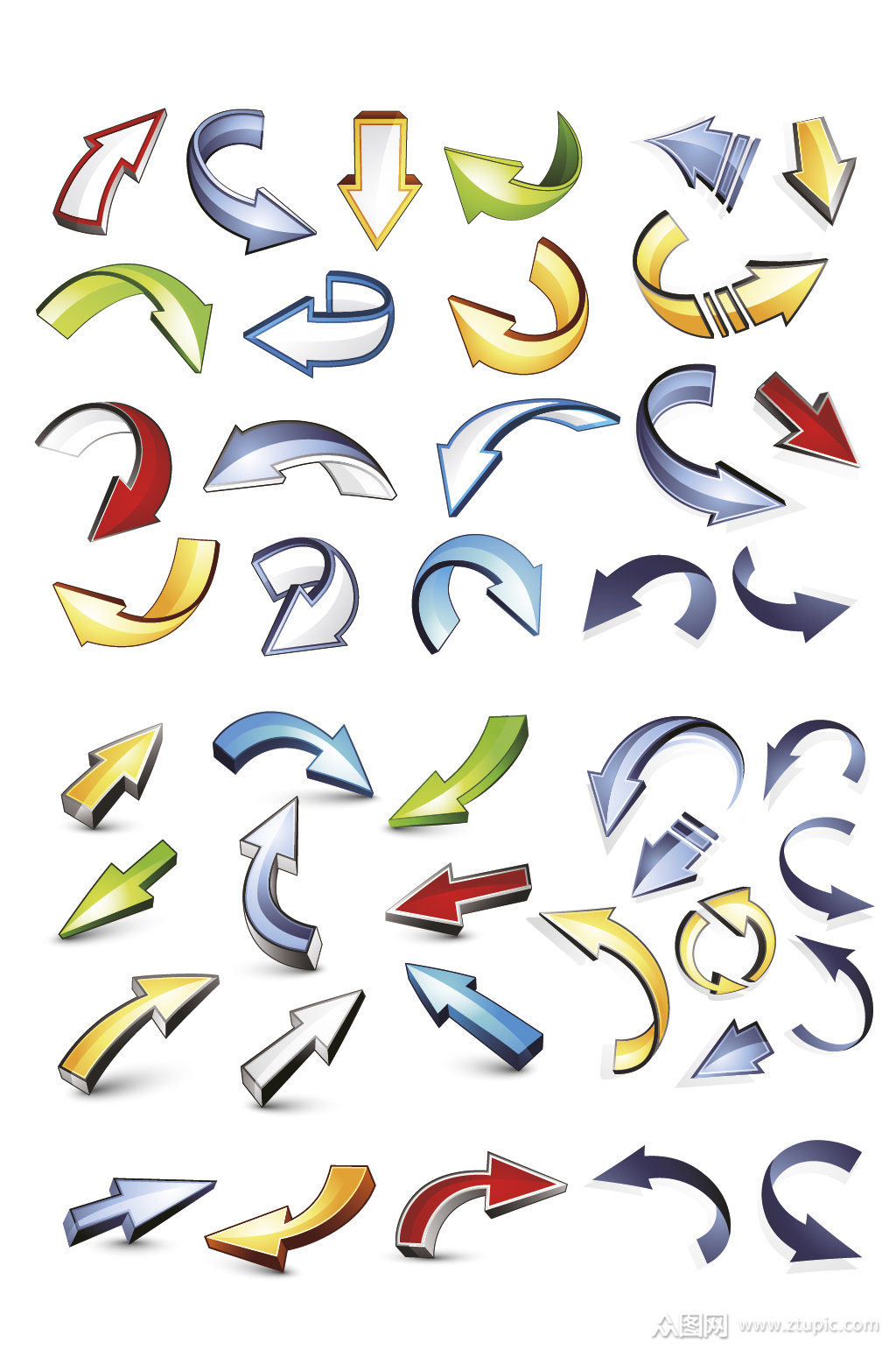 矢量3d样式箭头标注素材