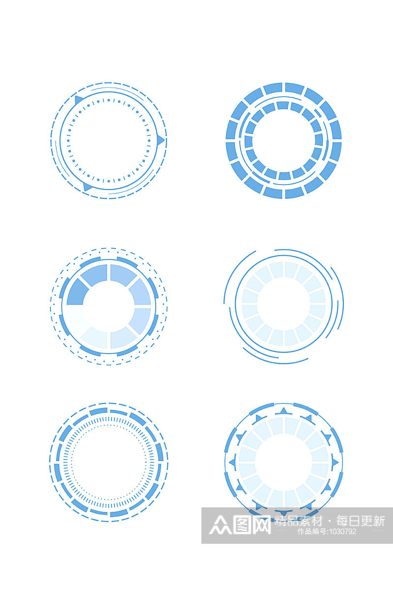 圆形蓝色科技边框框架素材