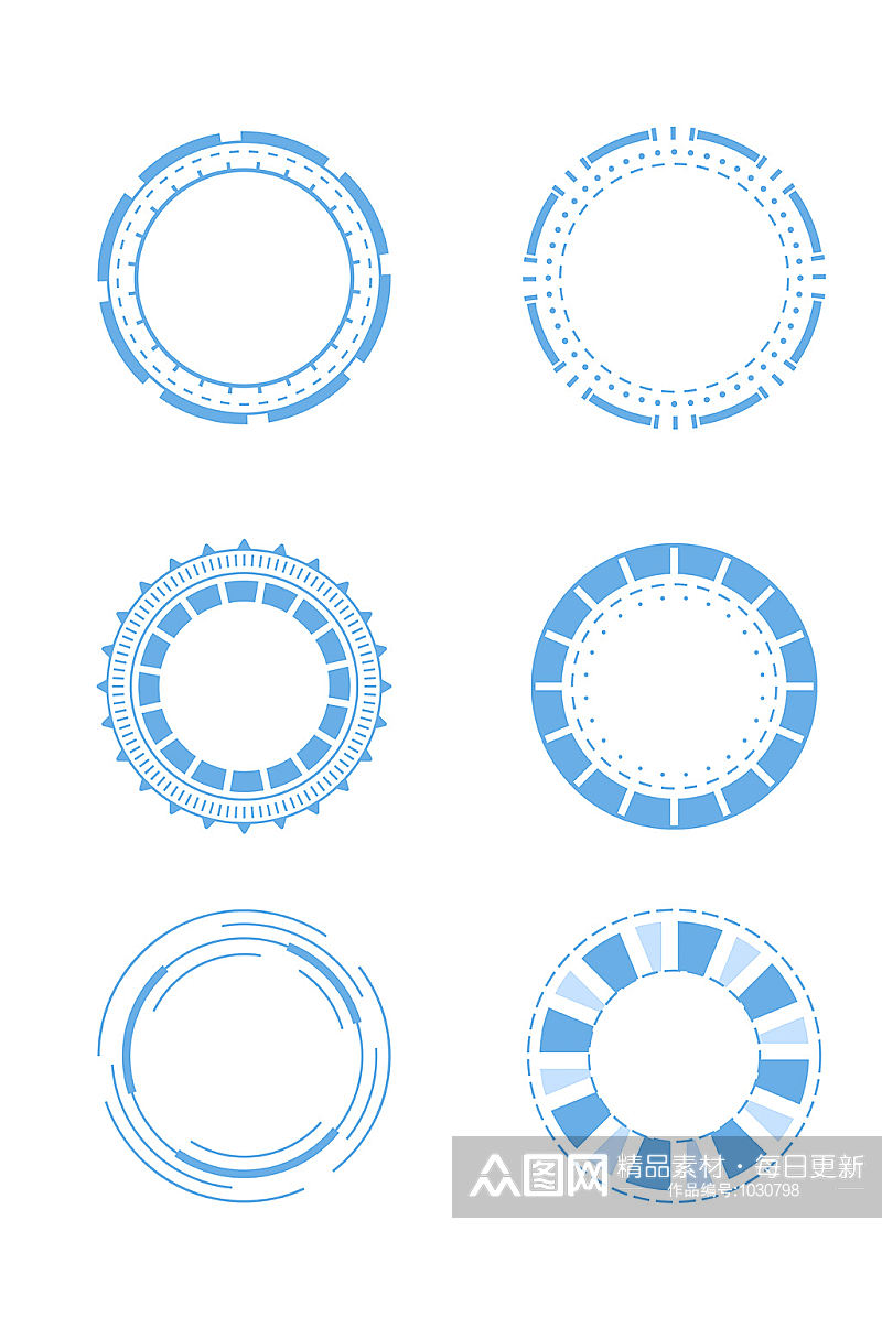 蓝色圆形科技框架边框素材