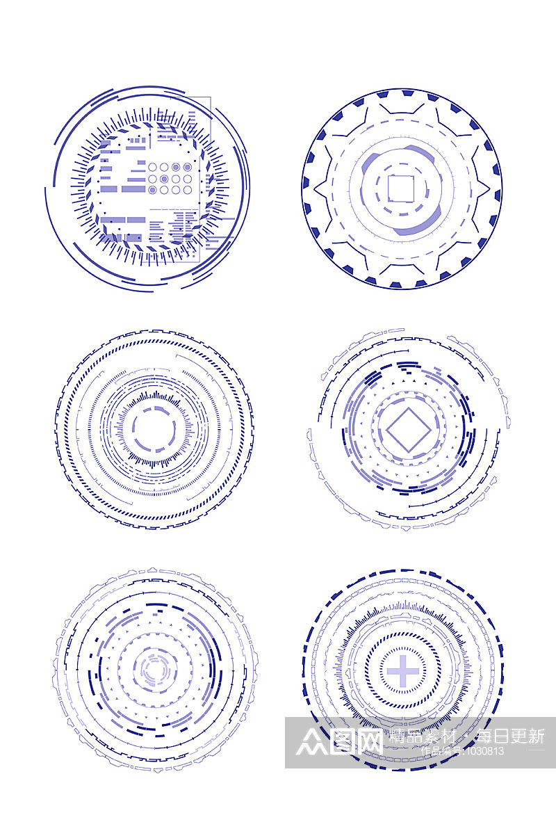 现代蓝色圆形科技边框素材