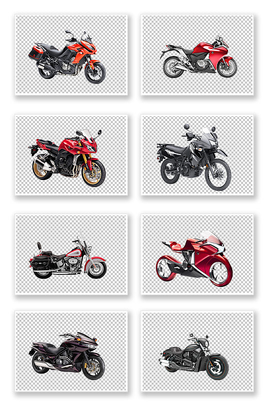 不同颜色交通工具摩托车