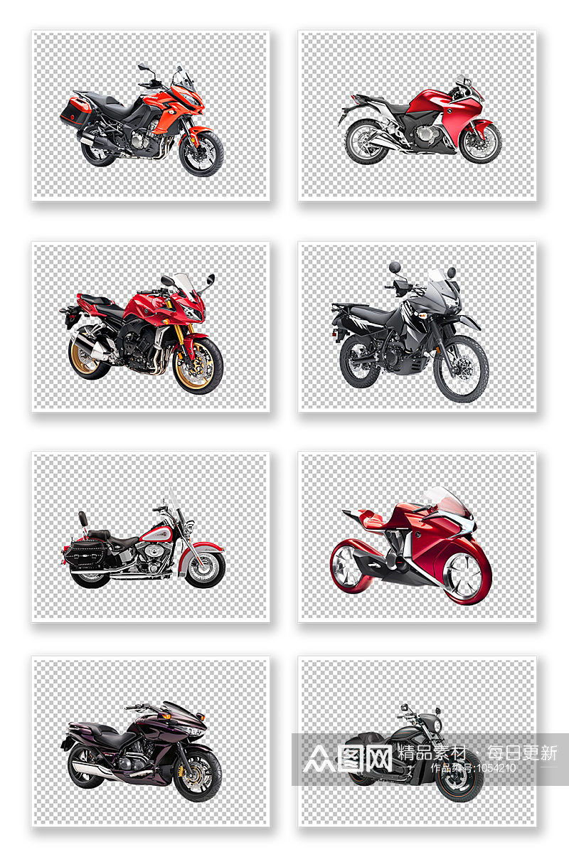 不同颜色交通工具摩托车素材
